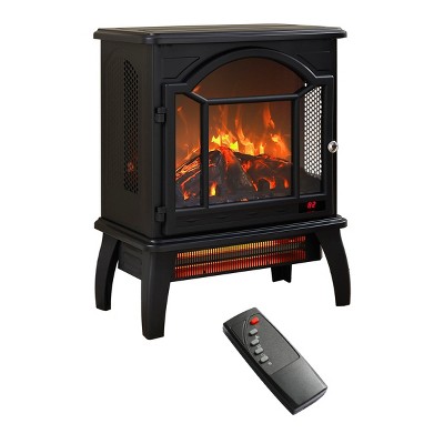 Syemin Indoor Fireplaces Small Electric Fireplace Heater 18" Fireplace Stove with 3D Flame Effect Freestanding Space Heaters, Black, 17.52"*10"*21.46"