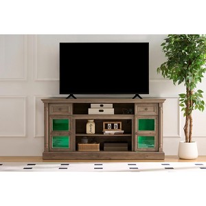 ORRD Farmhouse Fireplace TV Stand with Roman Columns, LED Lights, Fits TVs up to 80", 70" Entertainment Center Gray - 1 of 4