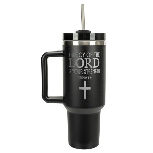 Elanze Designs Joy of the Lord Is Your Strength Cross 40 oz. Stainless Steel, Large Water Bottle Coffee Mug, Spill & Leak Resistant, Thermal Travel - 1 of 1