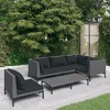 vidaXL Patio Lounge Set Outdoor Sectional Sofa Set with Table, Poly Rattan, Dark Grey - 2 of 4