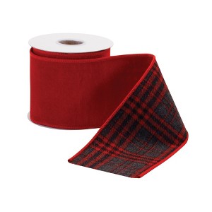 Red Nylon and Wool Wired Ribbon (Set of 2) - 1 of 3