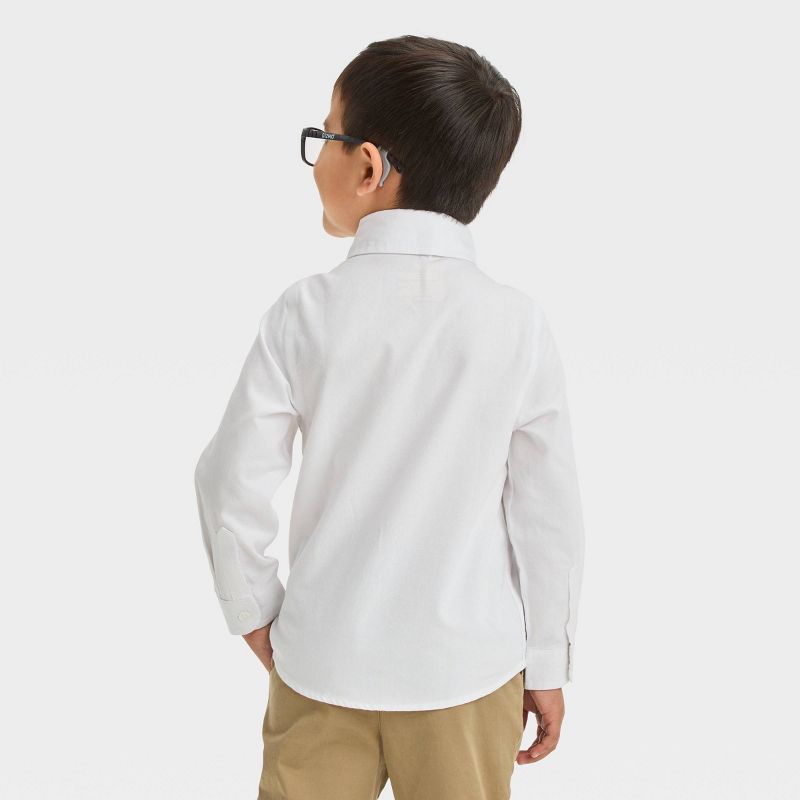 Toddler Boys' Long Sleeve Solid Oxford Button-Down Shirt - Cat & Jack™ White, 3 of 5