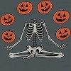 Rerun Island Women Yoga Skeleton Pumpkins Short Sleeve Graphic Cotton T-Shirt - 2 of 4