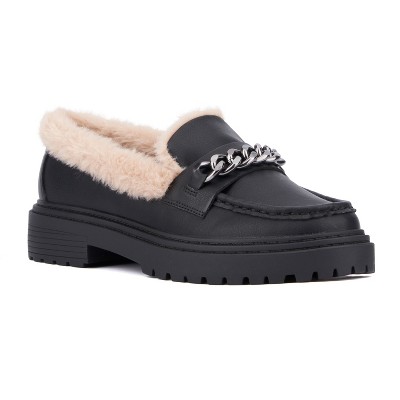 Fashion To Figure Women's Ida Loafer with faux fur - Wide width