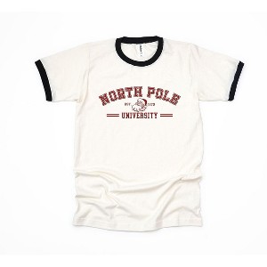 Simply Sage Market Women's North Pole University Santa Short Sleeve Ringer Tee - 1 of 4