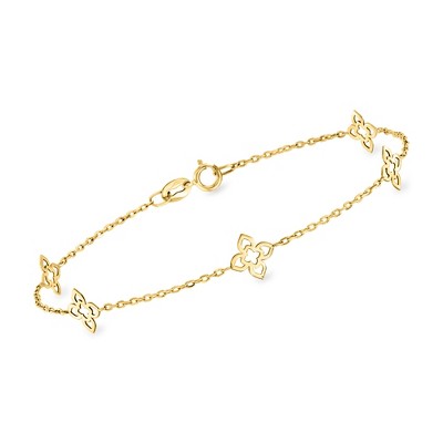 Ross-Simons 10kt Yellow Gold Flower Station Bracelet