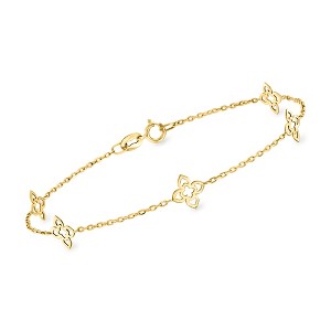 Ross-Simons 10kt Yellow Gold Flower Station Bracelet - 1 of 3