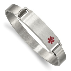 Chisel Stainless Steel Brushed Red Enamel 8.00mm Medical ID Bangle - 1 of 4