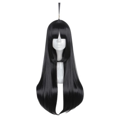 Unique Bargains Women's Synthetic Fiber Wigs 39" with Wig Cap Black