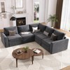 Sectional Sleeper Sofa with Pull Out Bed, Chenille Modular Sectional Couch with Pull Out Couch and Storage Seat & 2 Ottomans, Convertible Couches - 3 of 4