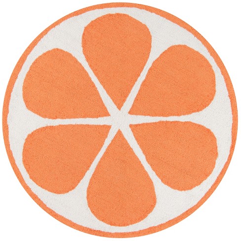 3' Fruit Hooked Round Accent Rug Orange - Novogratz By Momeni