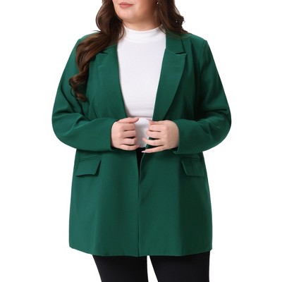 Agnes Orinda Women's Plus Size Long Sleeves Lapel Button with Pockets Office Work Jackets Blazer