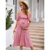 WhizMax Women's Maternity Dress Floral Ruffles Sleeveless Spaghetti Strap Dress V Neck A Line Tiered Flowy Nursing Dress - 4 of 4