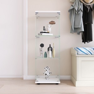 Vynxaria Glass Display Cabinet with 3 Shelves, One-Door Curio Cabinets for Living Room, Bedroom, Office, White Floor Standing - 1 of 4
