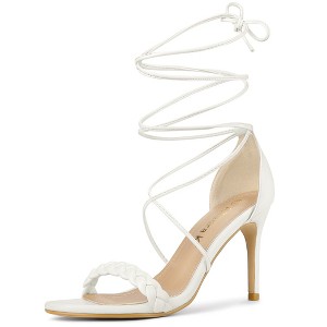 Allegra K Women's Woven Lace Up Strappy Stiletto Heel Sandals - 1 of 4