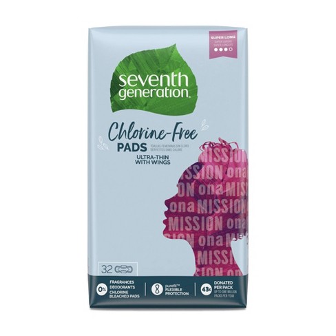 Seventh Generation Ultra Thin Super Long Pads Free & Clear - 32ct