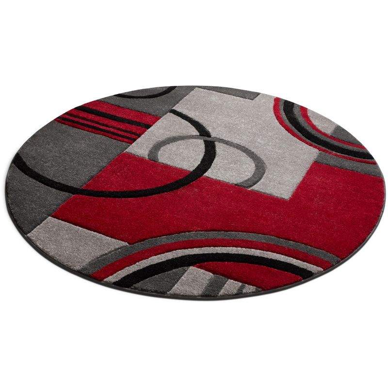 Echo Shapes Circles Modern Geometric Comfy Casual Hand Carved Abstract Contemporary Thick Soft Area Rug, 4 of 6