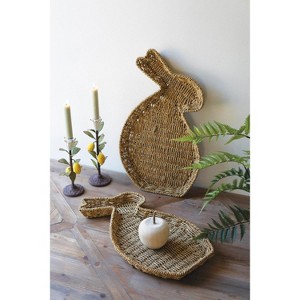 Woven Vine Rabbit Trays – Handcrafted Seagrass Easter Baskets, Decorative Spring Display Accents, Set of Two By Kalalou - 1 of 3
