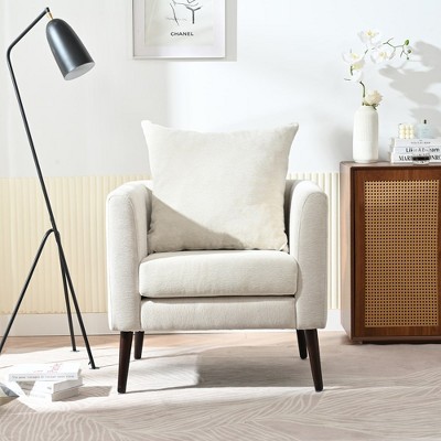 29.9"LOVMOR Barrel Chair, Chenille Accent Chair, Fabric Armchair Club Chair,Upholstered Arm Chair with Solid Wood Legs