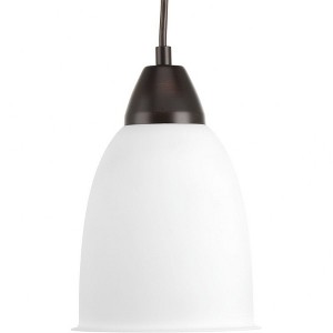 Progress Lighting, Simple Collection, 1-Light Pendant, Brushed Nickel, Frosted Acrylic Shade - 1 of 2