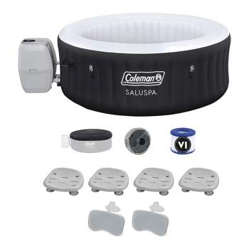 Coleman SaluSpa AirJet Inflatable Hot Tub with 60 Soothing Jets with 4 Pack of Bestway SaluSpa Underwater Non Slip Pool/Spa Seat & 2 Headrest Pillow