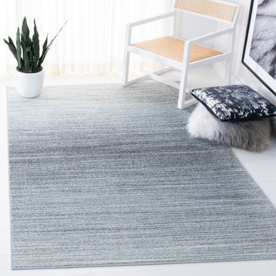 Grey and Light Grey Reversible Synthetic Area Rug 4' x 6'