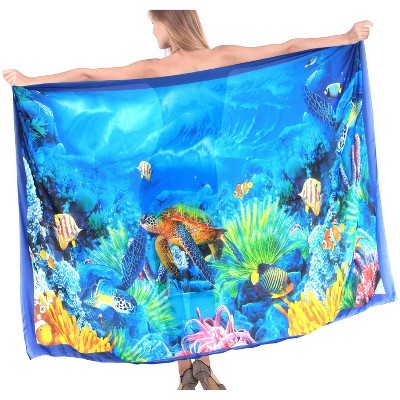 LA LEELA Women's Beach Wrap Bikini Swimwear Swim Cover Up Summer Wraps Swimsuit Beachwear Sarong Coverups Skirts for Women One Size Multi,Fish