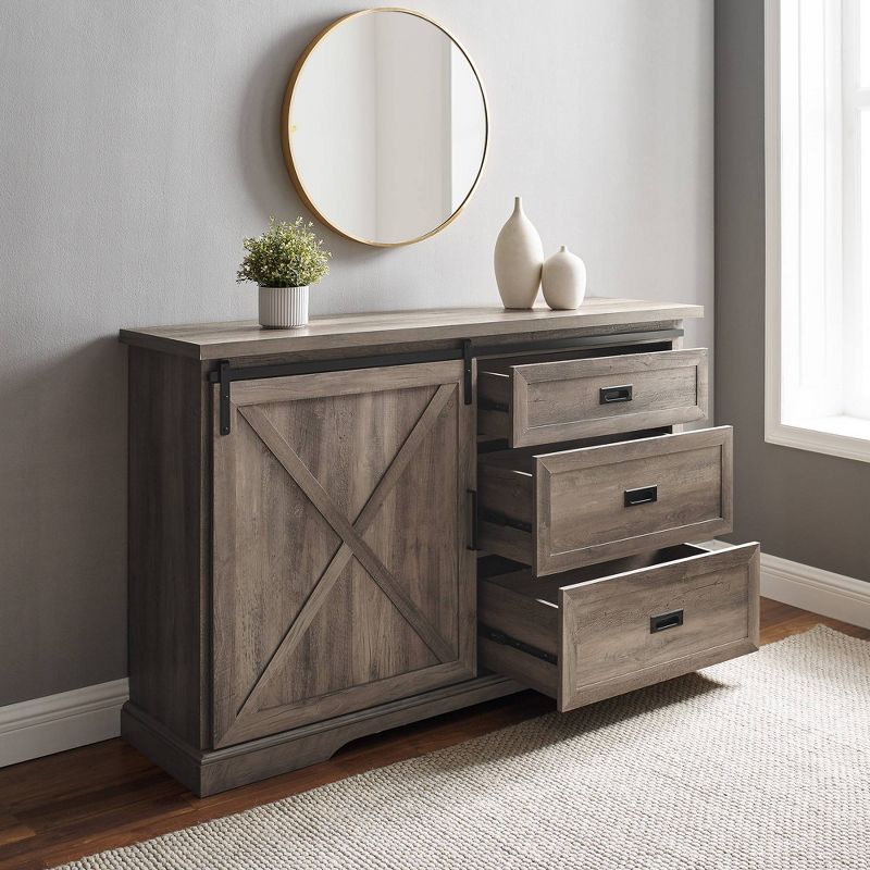 Orson Transitional Sliding X Barn Door Sideboard with 3 Drawers - Saracina Home, 6 of 8