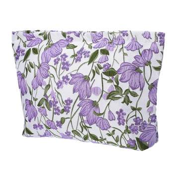 Unique Bargains Travel Canvas Floral Zipper-Closure Purple 1 Pc