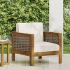 Okak Patio Accent Chairs with Wicker Frame,Set of 1/3,Upholstered Outdoor Armchair Acacia Club Chair for Backyard,Patio&Garden,400lbs Max - 2 of 4