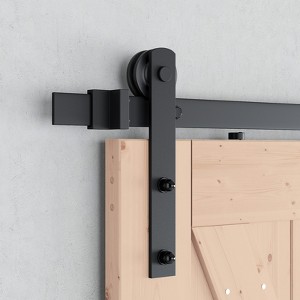 SMARTSTANDARD 6.6 ft. Standard Single Interior Sliding Barn Door Hardware Kit, Heavy Duty Matte Black Track with I-Shape Hangers (Door Not Included) - 1 of 4