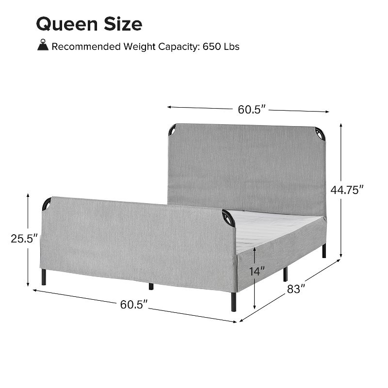 Dennis 2 Piece Contemporary Bedroom Set With Bed Skirt Metal Bed Frame |ARTFUL LIVING DESIGN, 4 of 8