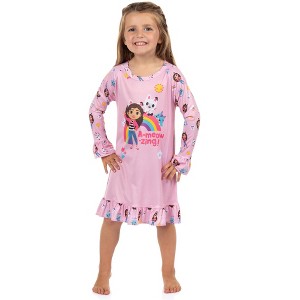 Gabby's Dollhouse Pajama Toddler Girl's Long Sleeve Ruffle Nightgown - 1 of 4