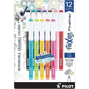 Pilot, FriXion Fineliner Erasable Marker Pens, Fine Point 0.7 mm, Pack of 12, Assorted Colors - 1 of 4