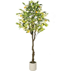 Artificial Lemon Tree Indoor, Pre-lit Potted Faux Lemon Tree with Fruit and Leaves, Lemon Plant with Lights for Home Decor Office Living Room - 1 of 4