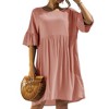 Anna-Kaci Women's Short Sleeve Loose Fit Midi Dress with Ruffle Detail and Side Pockets - 4 of 4