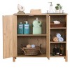 Storage Cabinet, Bathroom Cabinet with Rattan Doors, Bathroom Floor Cabinet with Open Storage & Adjustable Shelf - 4 of 4