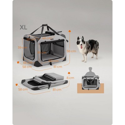 32-Inch Smoke Gray Collapsible Soft Dog Crate with Mesh Windows