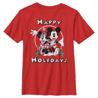Boy's Mickey & Friends Christmas Retro Mickey And Minnie Happy Holidays ...