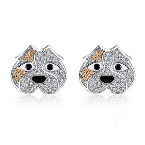 Pitbull Dog 3d Stud Earrings for Women or Girls Sterling Silver Cz Ginger Lyne Collection - image 1 of 4