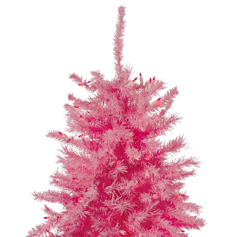 Northlight 7.5 FT Pre-Lit Pink Tinsel Slim Artificial Christmas Tree - Pink Lights, 4 of 7