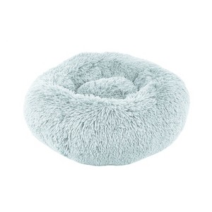 Precious Tails Super Lux Shaggy Fur Donut Bolster Cat and Dog Bed - S - Blue - 1 of 3