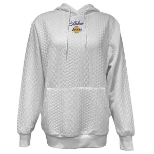 NBA Los Angeles Lakers Women's Long Sleeve Crusive Textured White Hooded Sweatshirt - L - 1 of 4
