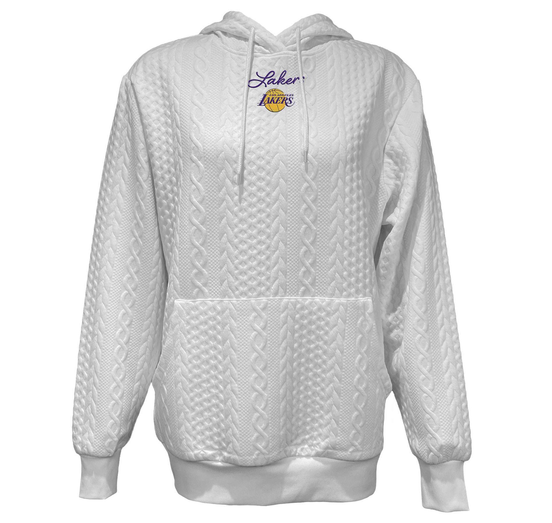 NBA Los Angeles Lakers Women's Long Sleeve Crusive Textured White Hooded Sweatshirt