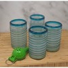 Dos Sueños Mexican Hand Blown Drinking Glasses - Aqua Spiral - 14oz - Set of 4 - 2 of 4
