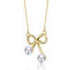 Guili 14k Yellow Gold Bow Pearl Pendant Necklace, Graceful Delicate Design, Sweet Chic for Everyday Elegance and Heartfelt Gift-Giving Celebrations - 2 of 2