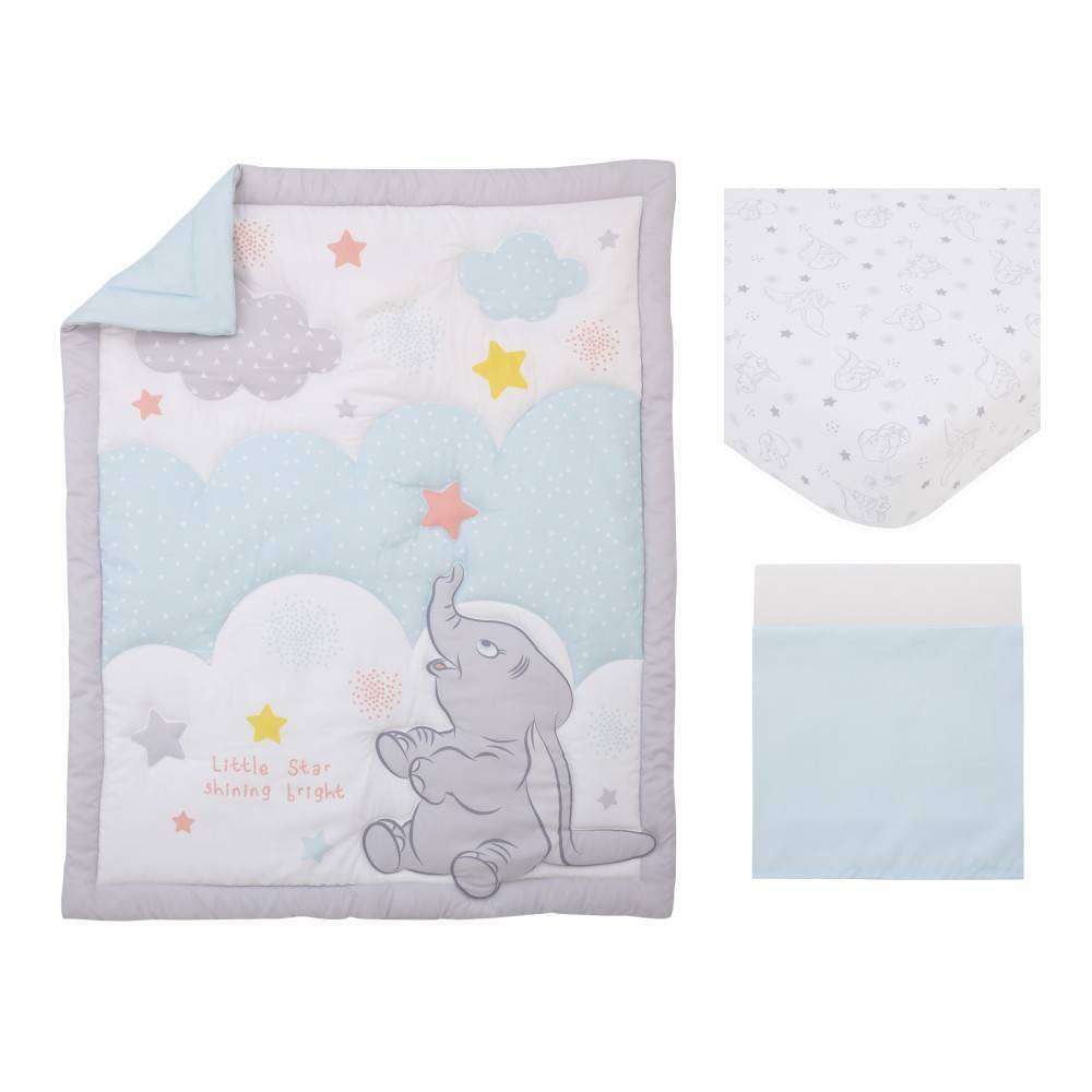 Photos - Duvet Disney Baby Dumbo - Shine Bright Little Star Nursery Crib Bedding Set - 3p