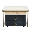 Square Nesting Coffee Table, Modern Coffee Table, Side Table, With Wheels, Drawers, High Gloss Marble Grain Top Floor Table - 3 of 4