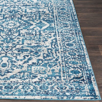 Emma Sky Blue Synthetic Fur 6'7" Square Area Rug