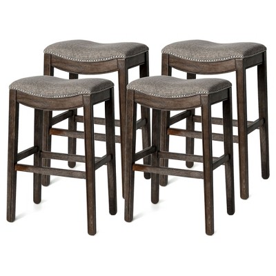 Maven Lane Adrien Upholstered Backless Saddle Kitchen Stool, Set of 4